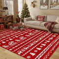 Christmas Area Rug 5x7 Red Kitchen Washable Carpet Xmas Snowflake Holiday Decor Indoor Throw Rug Living Room Soft Low Pile Carpet Non Slip Bedroom Dining Room Office Nursery Bathroom