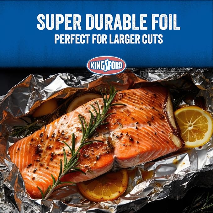 Kingsford Heavy Duty Aluminum Grilling Foil - Durable Wrap For Babecuing, Cooking, Steaming, and Food Storage - 27.5 Sq. ft Roll