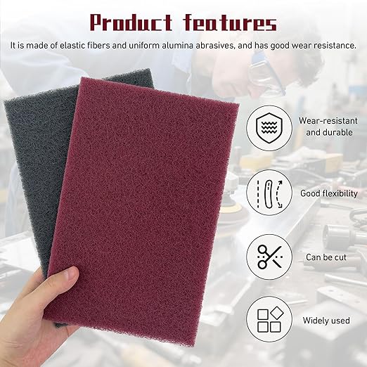 Premium 6" x 9" Scuff Pads 10 Pack, 5 Each Maroon General Purpose & 5 Each Gray Ultra Fine - Scuffing, Scouring, Sanding, Paint Primer Prep Adhesion Scratch - Surface Preparation Automotive Autobody