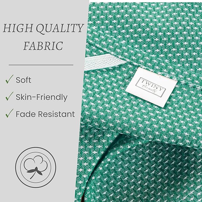 TWINY threads Set of 6 Kitchen Dish Towels, 100% Cotton, 18x28 Inches, Soft & Absorbent Wash Cloths with Hanging Loop, Quick Drying, Washable Bar Towel for Table Cleaning - Turquoise Green