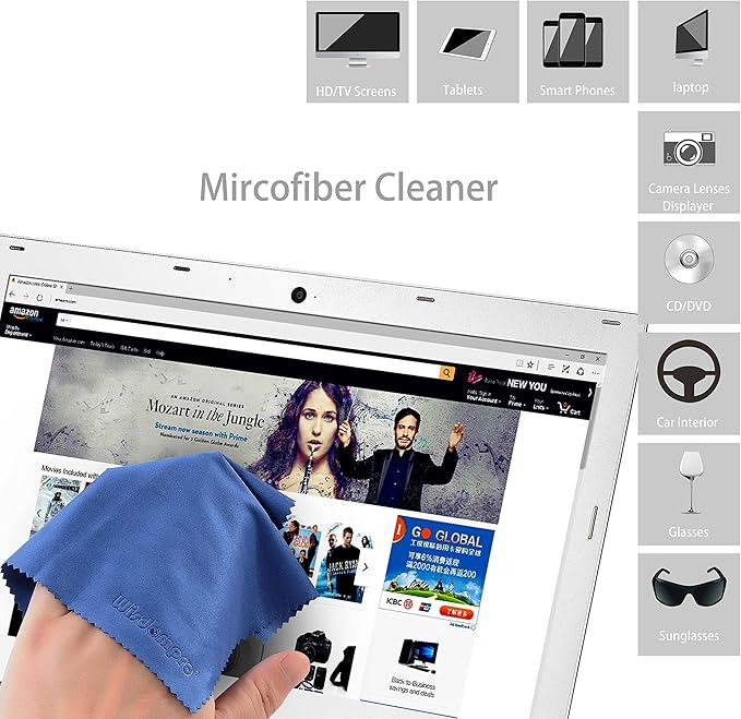 Wisdompro 8-Pack 6x7 Inches Microfiber Cleaning Cloth for Camera Lens, Glasses, Phone, iPhone, iPad, Tablet, Laptop, LCD TV, Computer Screen, Monitor and Other Electronics Device - Blue