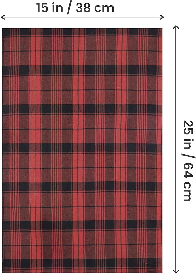 Utopia Towels Red & Black Dish Towels [12 Pack - 15 x 25 Inches] 100% Ring Spun Cotton Highly Absorbent & Reusable Cleaning Bar, Tea, Kitchen and Dishcloths Set - 200 GSM