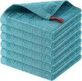 Homaxy 100% Cotton Terry Kitchen Dish Cloths, Ultra Soft and Absorbent Dish Towels for Kitchen, Suitable for Drying and Washing Dishes, 6 Pack, 12 x 12 Inches, Lake Blue