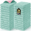 Mordimy 24 Pack Kitchen Towels (20" x 10", Green & Pink), Super Soft and Absorbent Dish Towels, Coral Velvet Microfiber Cleaning Cloth, Nonstick Oil Fast Dry Dish Cloths