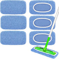6-Pack Reusable Mop Pads Compatible with Sweeper Mop - 100% Coral Fleece Washable Refills - Microfiber Dry & Wet Sweeping Cloths for Multi-Surface/Hardwood Floor Cleaning- Blue