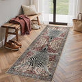Bavni 2x6 Zebra Rug, Machine Washable Soft Animal Print Runner Rug Non Slip Boho Low Pile Non-Shedding Hallway Print Carpet for Kitchen Entryway Nursery Bedroom,Red