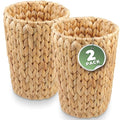 2-Pack Wicker Trash Cans - Rattan Trash Can - Wicker Waste Basket for Bathroom, Bedroom - Woven Waste Basket (Natural, 2 Gallon)