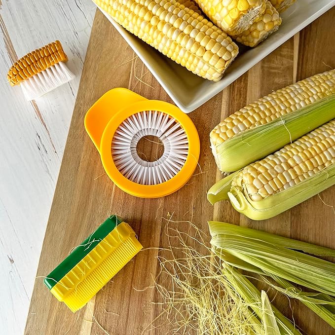 R&M Corn De-Silking Brush, Vegetable Brush, Easy to Hold, Small, Yellow