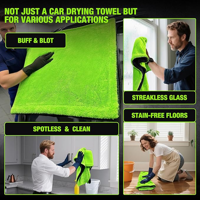 1400 GSM Car Drying Towel-48’’x24’’Extra Large Super Absorbent Twisted-Loop, Non-Streak Microfiber Car Wash Drying Towels Detailing/Cleaning Towels for Cars/Trucks/SUVs