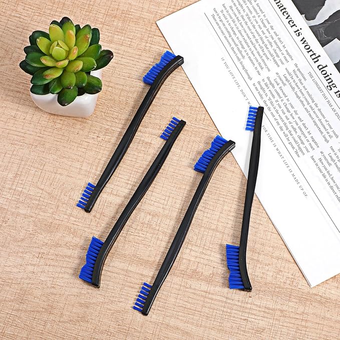 4 Pcs Small Cleaning Brush, Double-Ended Nylon Brush, Jewelry Cleaning Brushes for Detailed Cleanings of Jewelry, Cars, Kitchen, and Spaces