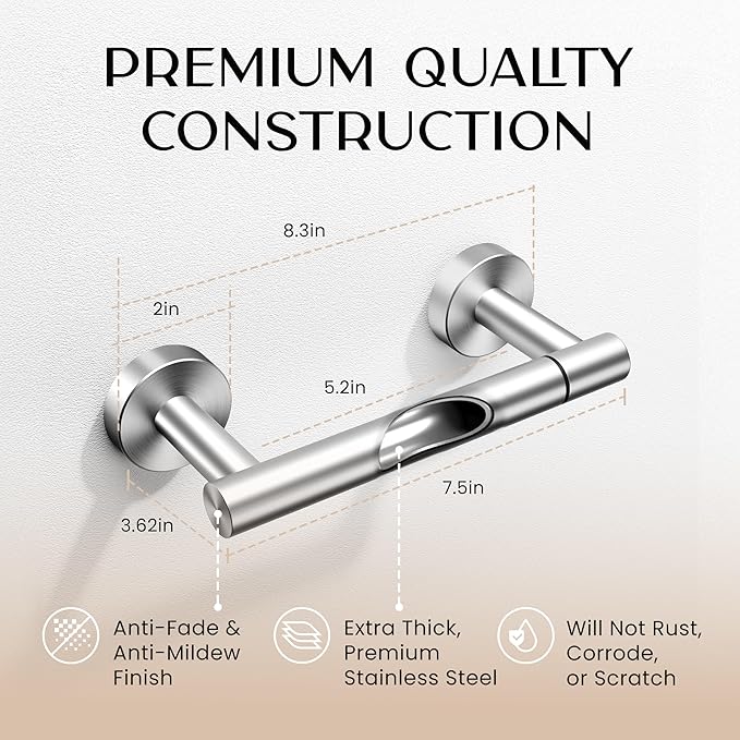 Day Moon™ (2 Pack) Brushed Nickel Toilet Paper Holder - Toilet Paper Holder Wall Mount