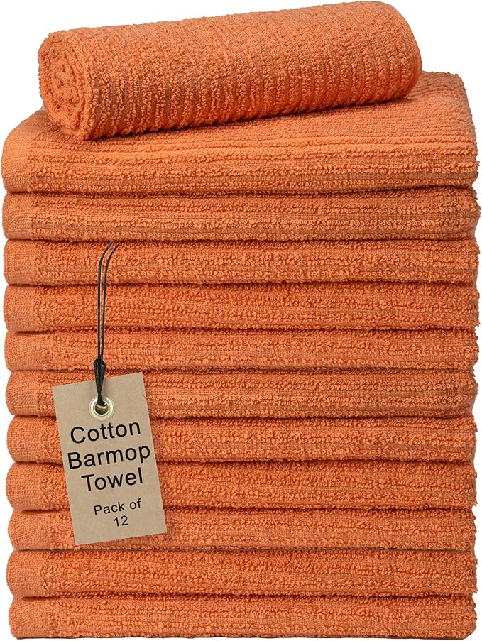 Textila Bar Mop Towels 16x19 Inch – Terra – Pack of 10, Cotton Dish Cloths & Cleaning Towels for Kitchen, Bar, Restaurant, Household Use – Absorbent, Durable, Reusable