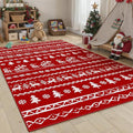 Christmas Area Rug 3x5 Red Office Washable Carpet Xmas Snowflake Holiday Decor Doormat Entryway Soft Low Pile Non Slip Indoor Throw Rug Kitchen Living Room Bedroom Entrance Dining Room
