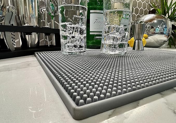 Highball & Chaser 2 Pack Bar Mat, Dish Drying mat, 18 in x 12in Thick Durable and Stylish Service Coffee Bar Mat/Espresso mat for Spills, Bars, Restaurants, Coffee Counter Mat