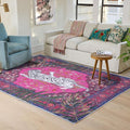 3x5 FT Leopard Rug for Living Room Hot Pink Leopard Vintage Animal Rug Aesthetic Pink Rugs for Girls Room Nursery Bedroom Home Office Dorm Thin Bright Magenta Carpet (Hot Pink, 3X5 FT)