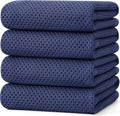 Kitinjoy 100% Cotton Waffle Weave Kitchen Towels (20 X 28 Inches, Navy Blue), 4-Pack Super Soft and Absorbent Dish Towel for Drying Dishes