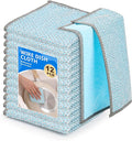 12Pack Multipurpose Wire Dishwashing Rags, Upgrade Non Scratch Wire Dishcloth, for Wet and Dry Use, Reusable Metal Scrubbing Microfiber Clean Cloths for Home/Kitchen/Stove(Blue)