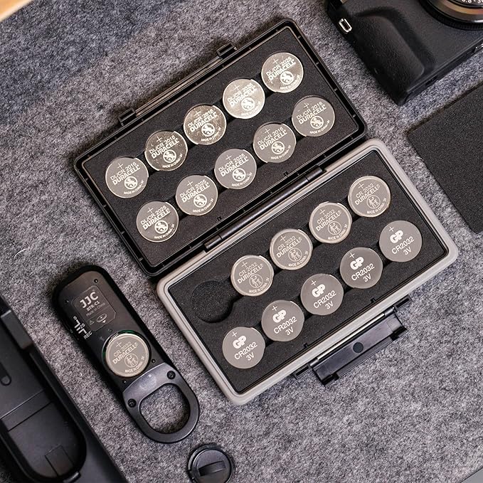 JJC CR2032 CR2025 Battery Case Holder Storage,Water-Resistant Anti-Shock, Coin Cell Battery Case for 20x CR2032 CR2025 CR2045 CR2016, CR2032 Button Round Battery Holder Case, Battery Not Included