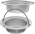 2 Pack - 4.5" Top / 3" Basket - Kitchen Sink Drain Strainer Stainless Steel Large Basket Food Catcher with Handle. Fast Flow and Effective 2/16" Holes