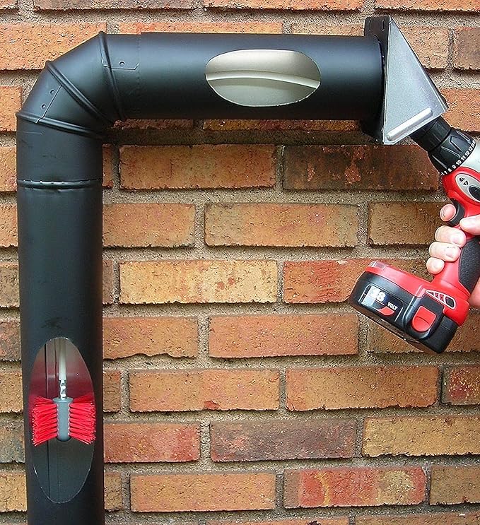 SootEater Pellet Stove Cleaning Kit - Complete Rotary Pellet Stove Vent Kit with Flexible rods, Propeller Pipe Brushes, & Flue Fire Prevention.