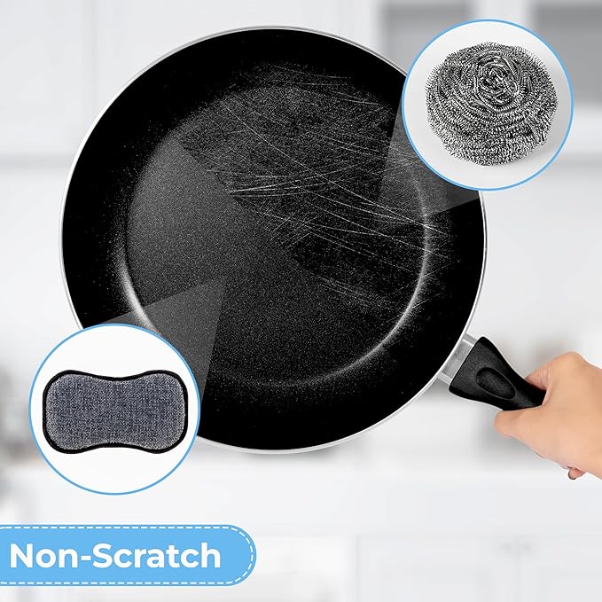 GRANNY SAYS Sponges Kitchen for Washing, Dish Washing Scrubbers, Scrubbing Pad for Cleaning, Scrub Sponges for Kitchen Non - Scratch, Scouring Pad for Pots and Pans, Washable & Microfiber Pad, 6 Pack