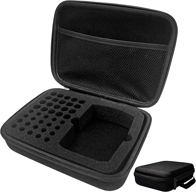 Battery Organizer Storage Bag, Safe Neat Shockproof Hard Portable Batteries Case, Holds 40 AA and AAA Batteries with Mesh Pocket for Chargers