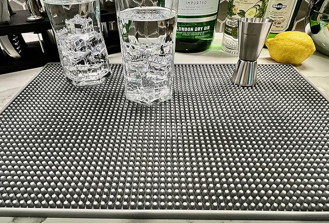 Highball & Chaser 2 Pack Bar Mat, Dish Drying mat, 18 in x 12in Thick Durable and Stylish Service Coffee Bar Mat/Espresso mat for Spills, Bars, Restaurants, Coffee Counter Mat
