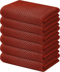 Kitinjoy 100% Cotton Waffle Weave Kitchen Hand Towels (13 X 28 Inches, Rust), 6-Pack Super Soft and Absorbent Dish Towel for Drying Dishes