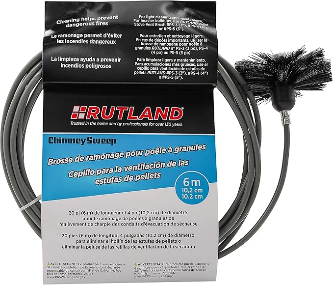 Rutland 4-Inch Pellet Stove/Dryer Vent Brush with 20-Feet Handle