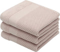 Mia'sDream Cotton Waffle Weave Hand Face Head Towel, Kitchen Tea Dish Washcloths, Soft Absorbent Bath Guest Gym, 13x28 Inch, 3 Pack (Pink)