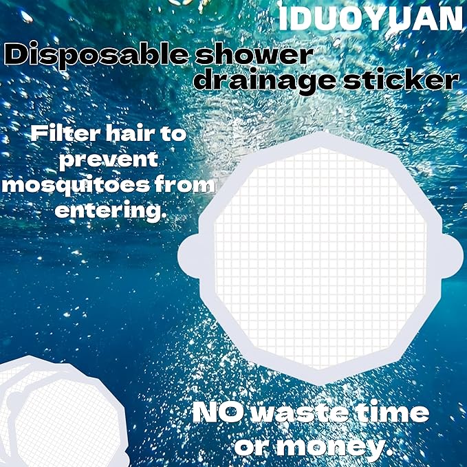 IDUOYUAN 35 Pcs Shower Drain Hair Catcher, Bathtub Drain Hair Catcher Sticky Traps - Disposable Hair Trap for Shower Drain, Sink & Tub. Easy Peel & Stick Mesh Covers