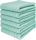Premium Kitchen Towels (20”x 28”, 6 Pack) | Large Cotton Dish Towels 400 GSM | Highly Absorbent Terry Kitchen Linen Set with Hanging Loop | Aqua Solid