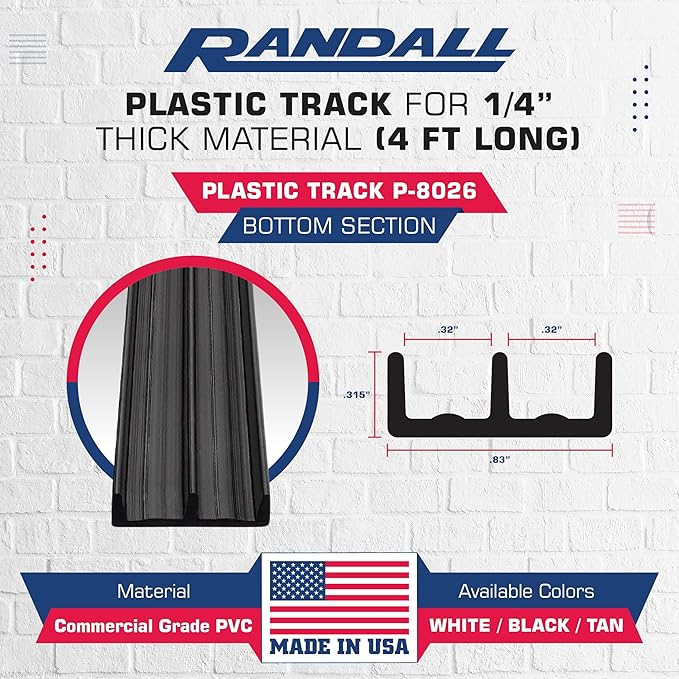 Randall Manufacturing 1/4" Plastic Sliding Door Track