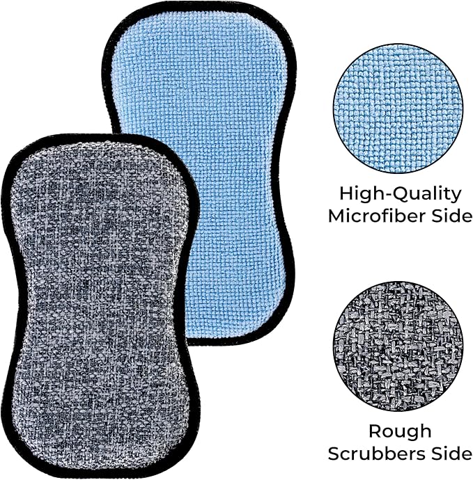 GRANNY SAYS Sponges Kitchen for Washing, Dish Washing Scrubbers, Scrubbing Pad for Cleaning, Scrub Sponges for Kitchen Non - Scratch, Scouring Pad for Pots and Pans, Washable & Microfiber Pad, 6 Pack