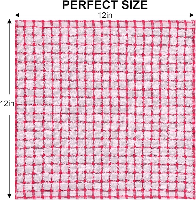 Kitinjoy Cotton 16 Pack Terry Kitchen Dish Cloths, 12 x 12 Inches Super Soft and Absorbent Dish Rags, Quick Drying Dish Towels for Washing Dishes, Mixed Color
