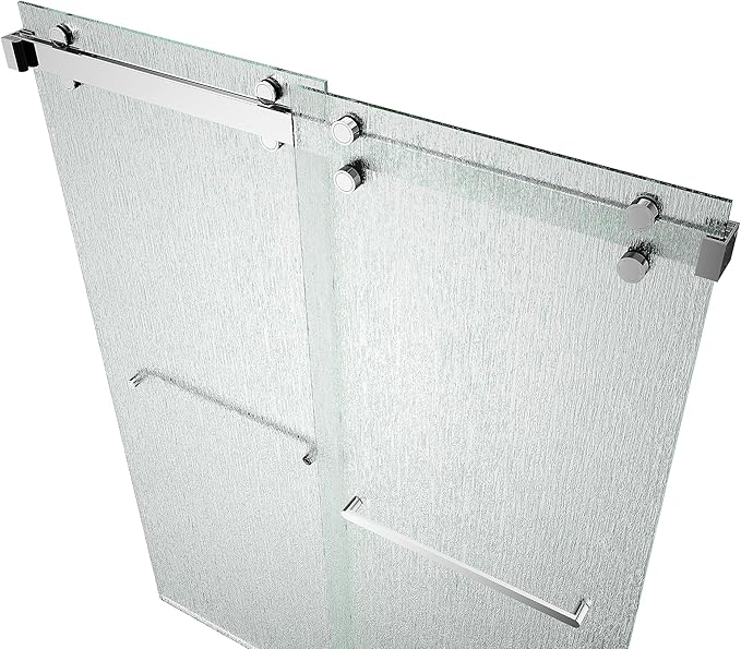 Monaco 56.5-60" W x 78" H 3/8" Twinglide Frameless Shower Door with Tempered Rain Glass (Chrome)
