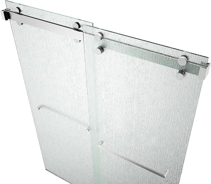 Monaco 56.5-60" W x 78" H 3/8" Twinglide Frameless Shower Door with Tempered Rain Glass (Brushed Nickel)