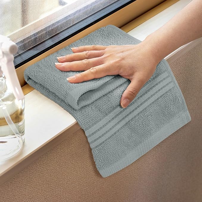 Utopia Towels Wash Cloths Set, 12 by 12 Inches, 100% Cotton Ring Spun, Highly Absorbent and Soft Feel Washcloths for Bathroom, Spa, Gym, and Face, 12 Pack Cool Grey
