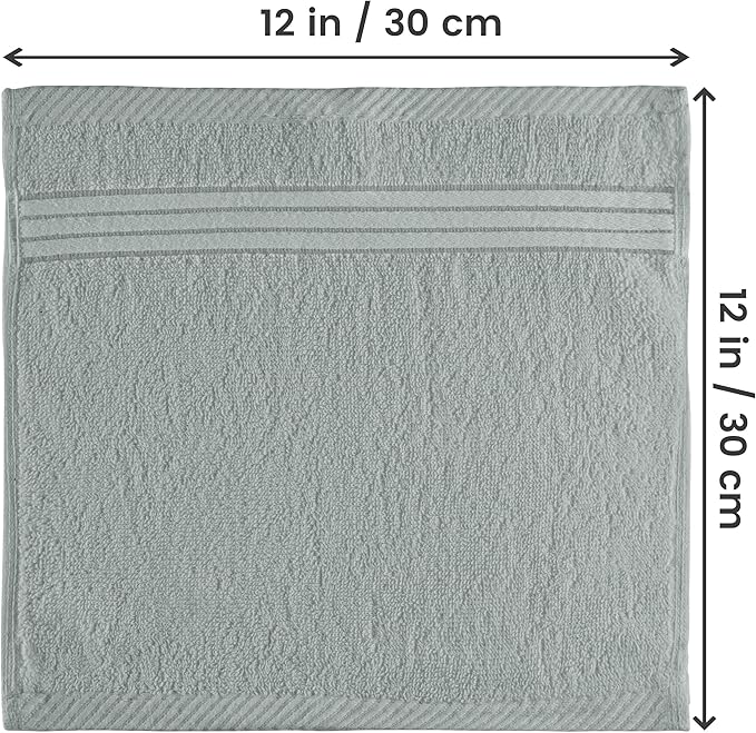 Utopia Towels Wash Cloths Set, 12 by 12 Inches, 100% Cotton Ring Spun, Highly Absorbent and Soft Feel Washcloths for Bathroom, Spa, Gym, and Face, 12 Pack Cool Grey