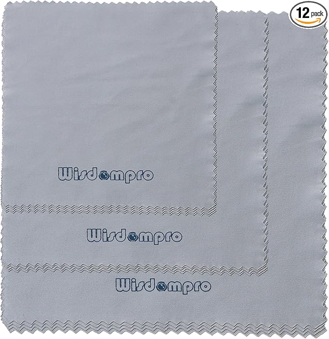 Wisdompro 12-Pack 4/4.75/6 inch Microfiber Cleaning Cloth for Camera Optical Lens, Glass, Cell Phone, iPad, Tablet, Laptop, LCD TV, Computer Screen, Monitor and Other Device Surface (Assorted Size)