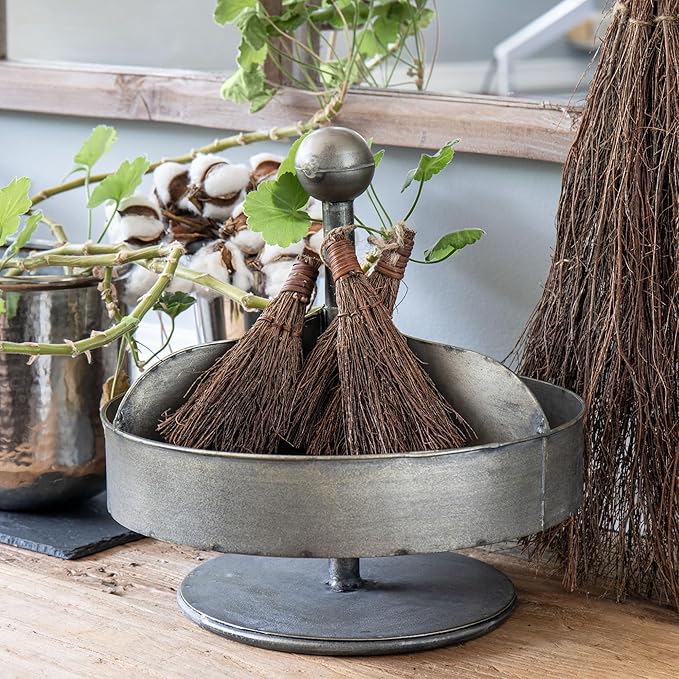 Highly Scented Pine & Balsam Mini Brooms - 3 Inch Rustic Heather Brooms with Rope Loop for Easy Hanging - Farmhouse Kitchen Accent, Witchy Halloween Décor, Cozy Holiday Home Decoration - 5 Pack