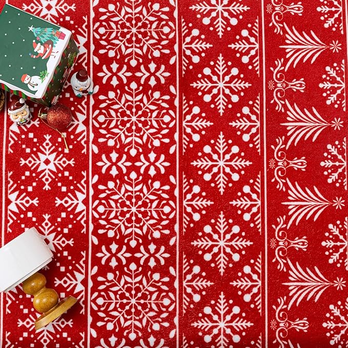2x8 Runner Rug Red Snowflake Washable Hallway Carpet Xmas Holiday Decor Bedroom Carpet Non Slip Kitchen Mat Indoor Accent Rug Decorative Dining Room Laundry Room Living Room