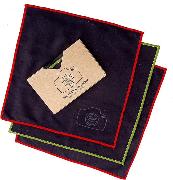 Clean & Clear Microfiber Cleaning Cloth, EXTRA LARGE [50 Pack] ULTRA PREMIUM Microfiber Cleaning Cloth - Microfiber Cloth for Camera Lens, Glasses, Screens, and all Lens.