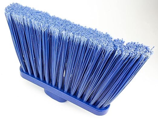 SPARTA Plastic Broom Head, Angled, Flagged for Small Debris Indoor, Outdoor, Home, Restaurant, Lobby, Office, 12 Inches, Blue