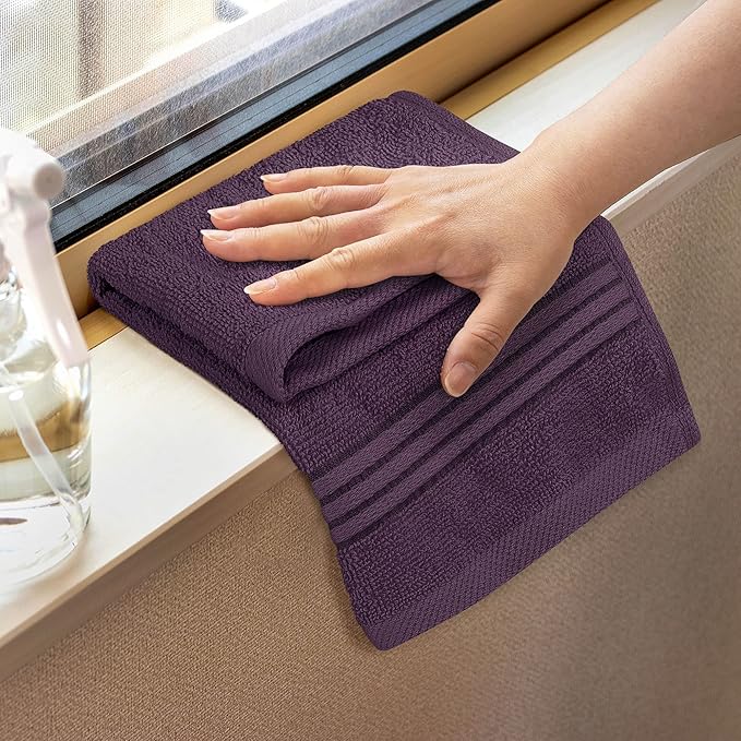 Utopia Towels Wash Cloths Set, 12 by 12 Inches, 100% Cotton Ring Spun, Highly Absorbent and Soft Feel Washcloths for Bathroom, Spa, Gym, and Face, 12 Pack Plum