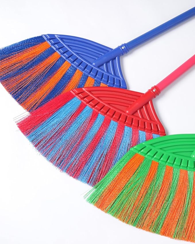 1 Pack Soft Sweeping Brooms /38” House Brooms for Sweeping Indoor& Outdoor Broom Cleaning/Asian Thailand Plastic Broom/Choi Nhua Thai LAN/Choi Nhua Quet Nha (1 pcs) (Green Red)