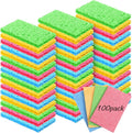 Zhengmy 100 Pieces Sponges Kitchen Compressed Sponges Bulk Natural Dish Sponge Compressed Wood Pulp Cleaning Sponge Without Scratching for Kitchen Bathroom, 3.9 x 2.4 x 0.12 Inch (Multicolor)
