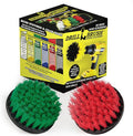 Drill Brush - Indoor/Outdoor Medium and Stiff 4-inch Round - Spin Brush - Combo Kit - Cleaning Supplies - Stove, Oven, Sink - Grout Cleaner - Outdoor Rug - Deck Brush - Algae, Mold, Mildew, and Moss