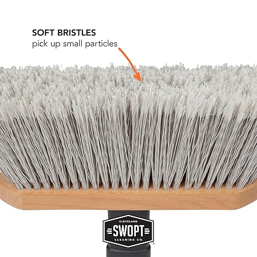 SWOPT Premium Smooth Surface Straight Broom Head — Cleaning Head Interchangeable with All SWOPT Cleaning Products for More Efficient Cleaning and Storage — Picks Up Fine Particles and Pet Hair