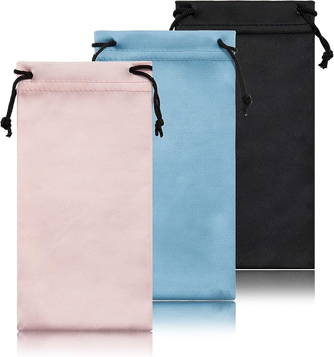 TRIUMPH VISION Soft Eyeglass Pouch 3 Pack - Pouch for glasses Microfiber Screen Cleaning Bag